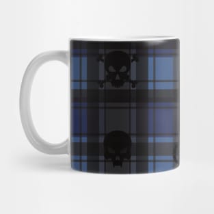 Blue and Black Skull Lumber Goth Plaid Pattern Mug